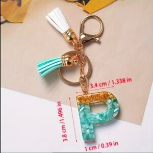 NEW! Resin Letter "P" Initial Keychain Purse Charm w/ Double Tassels  ~ 🎒,  Bag